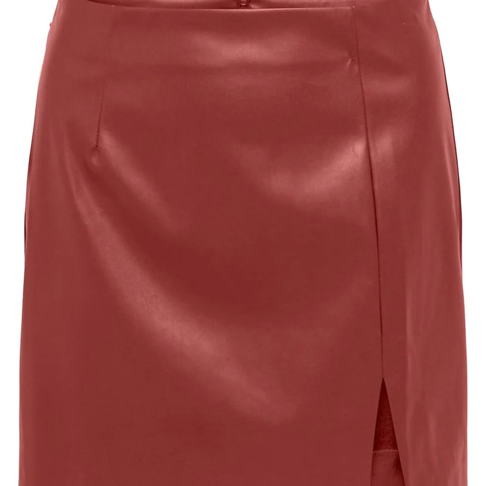ONLY PU Mini-Skirt With Slit